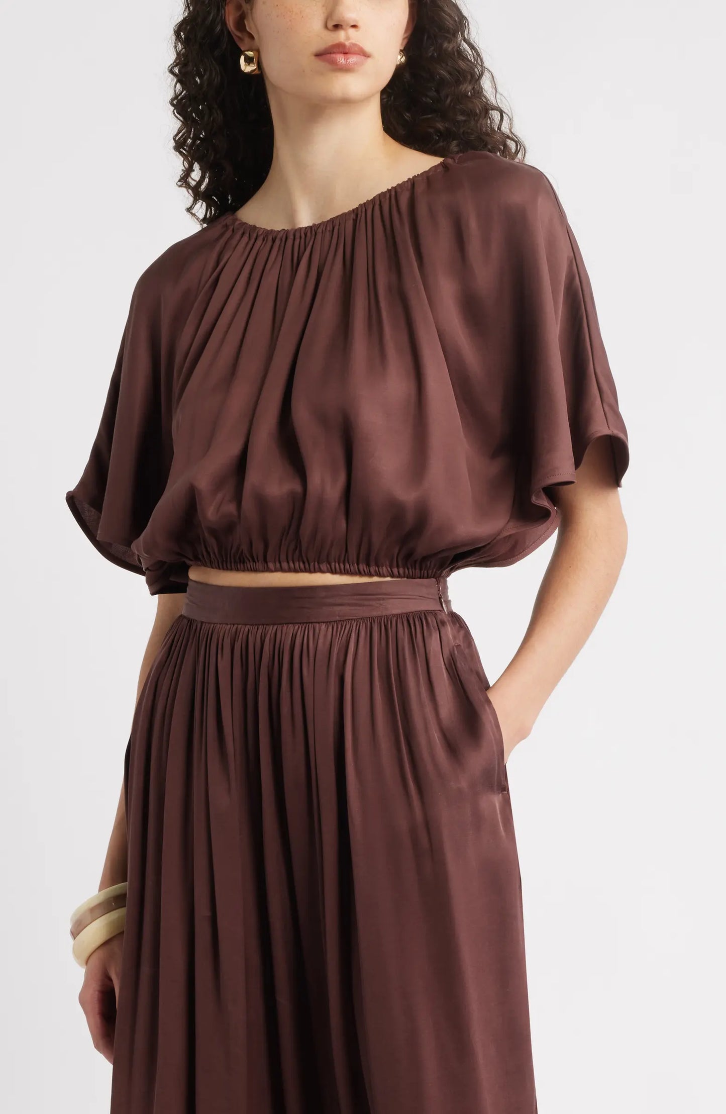 Nordstrom Flutter Sleeve Crop Top