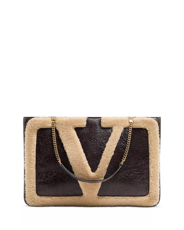 Valentino Garavani New~ Viva Superstar Medium Shearling Shopping Bag