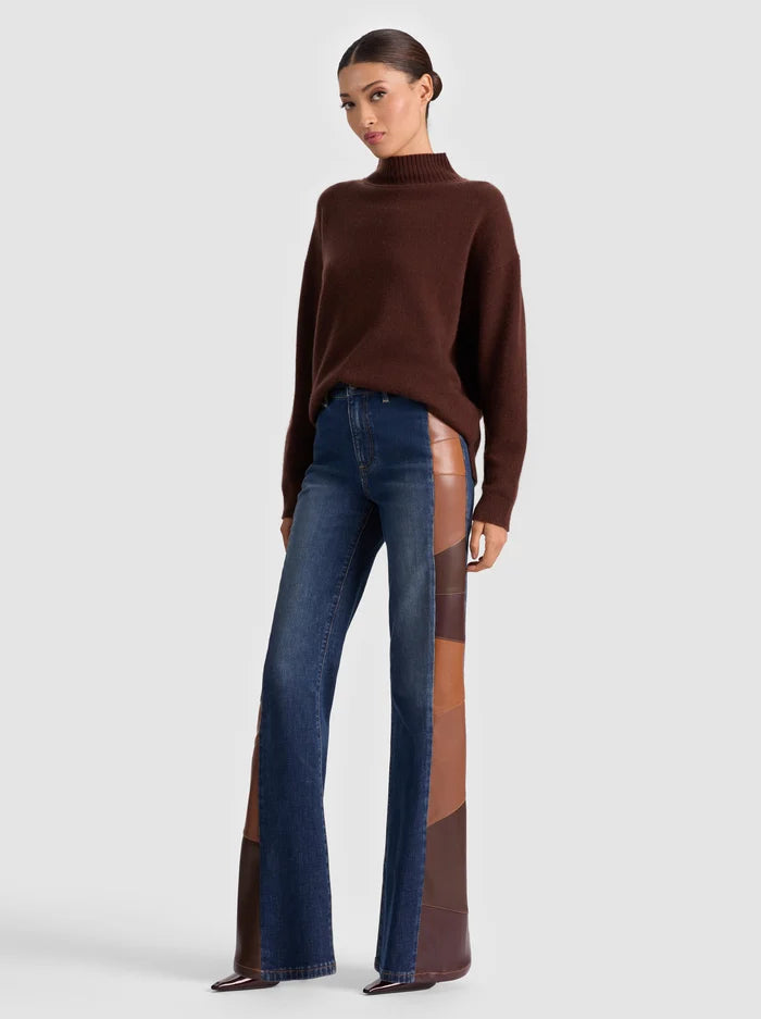 alice + olivia Melie Cashmere Pullover in Dark Chocolate