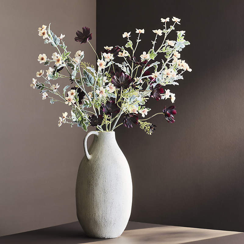 Crate & Barrel Antiguo White Terracotta Vase 18"