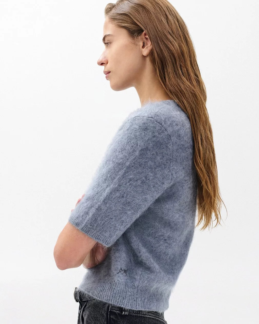 Rag & Bone - Jada Brushed Short-Sleeve Crewneck Sweater