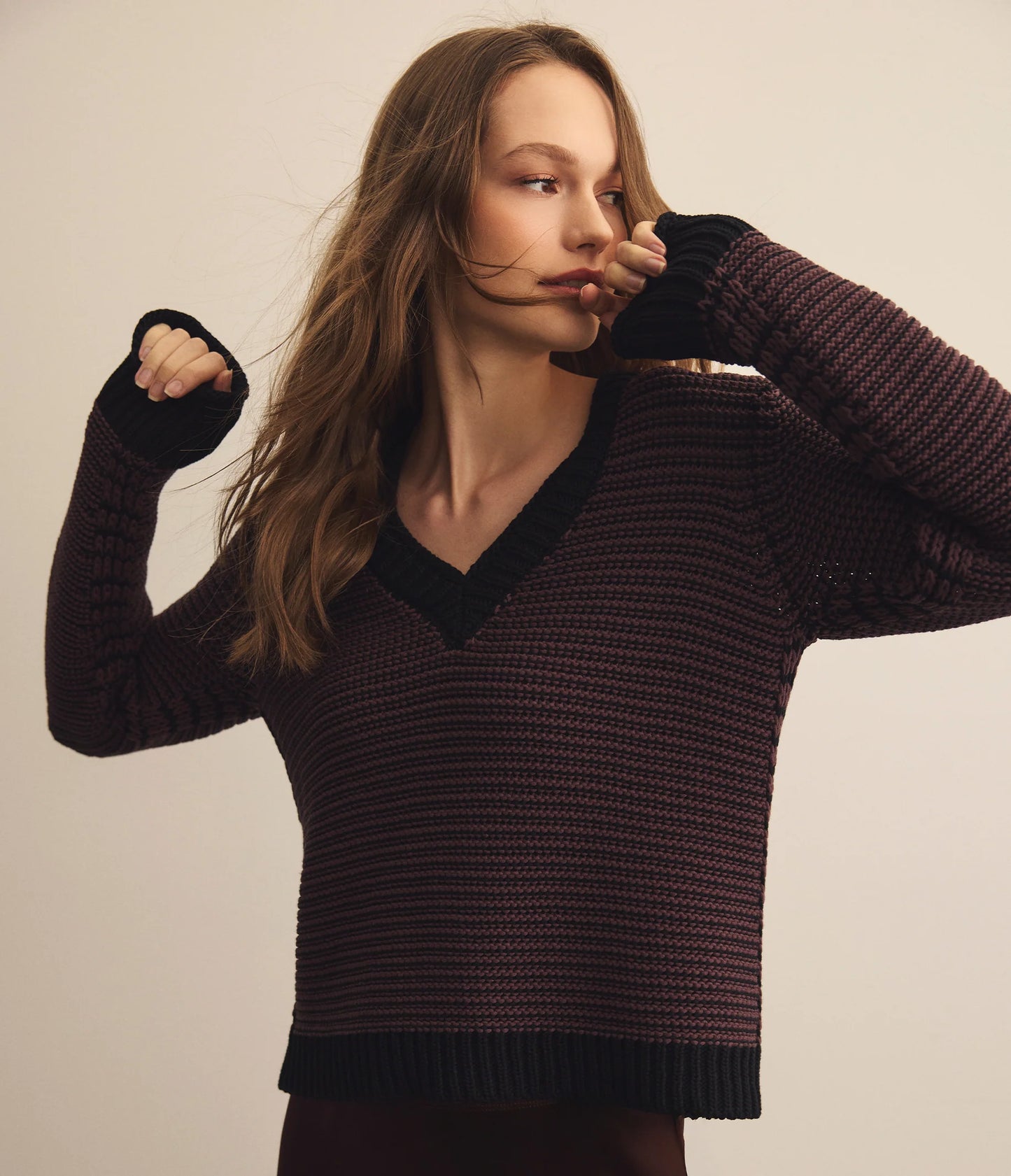 Michael Stars Linda Striped V-Neck Pullover