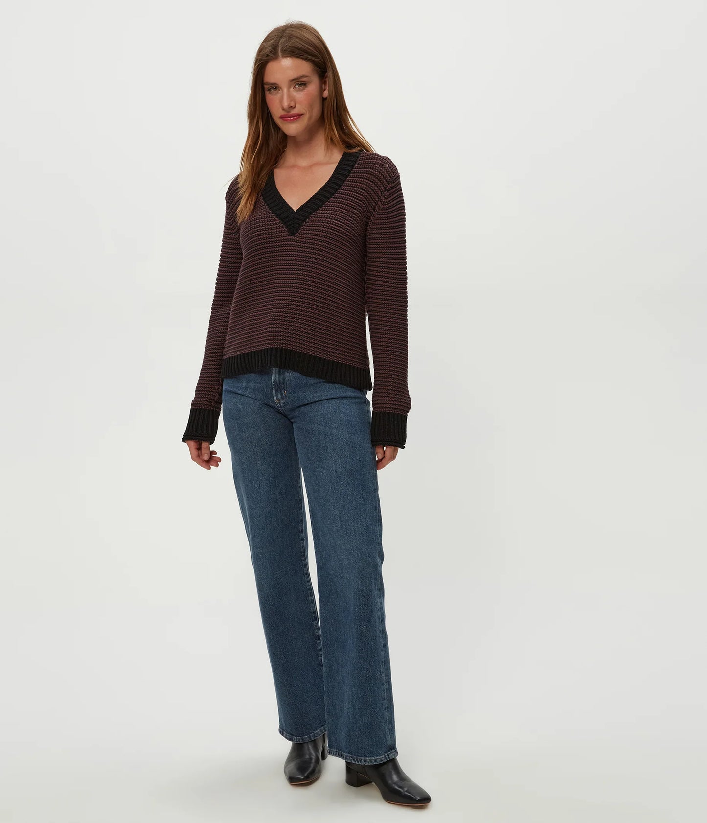 Michael Stars Linda Striped V-Neck Pullover
