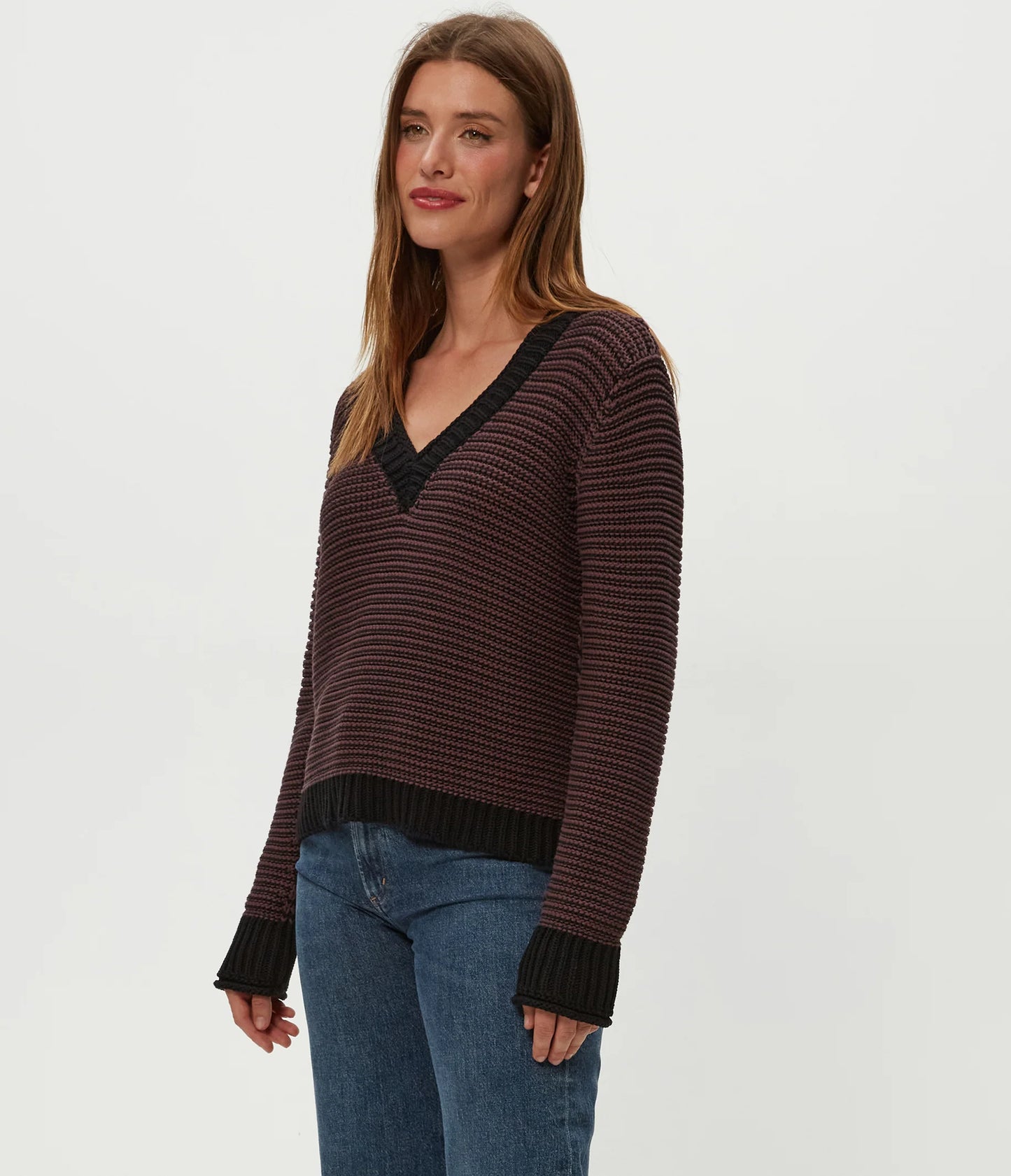 Michael Stars Linda Striped V-Neck Pullover
