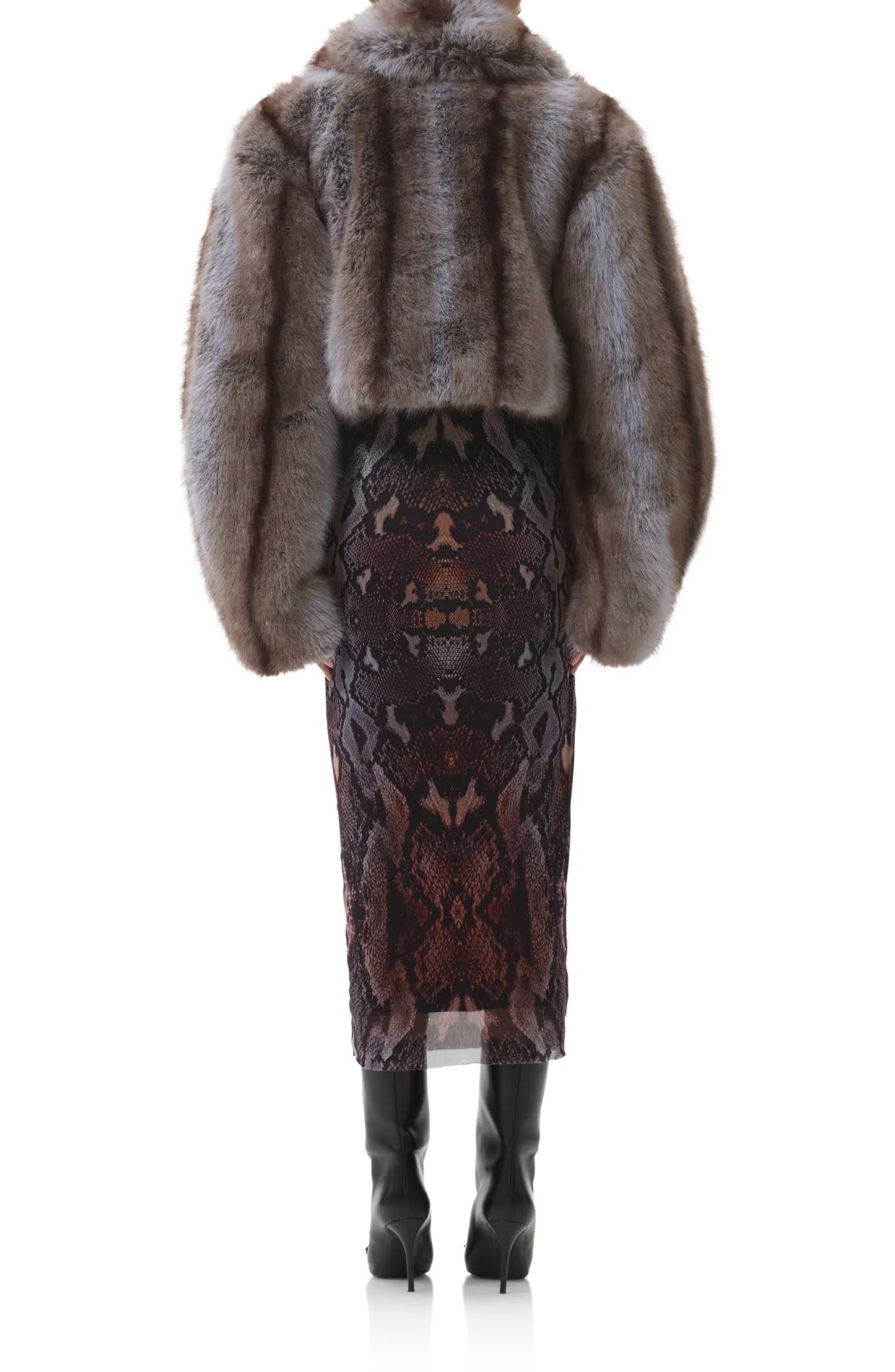 AFRM Stephanie Stripe Faux Fur Jacket