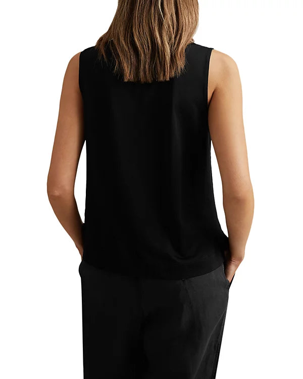 REISS Mira Sleeveless V Neck Top