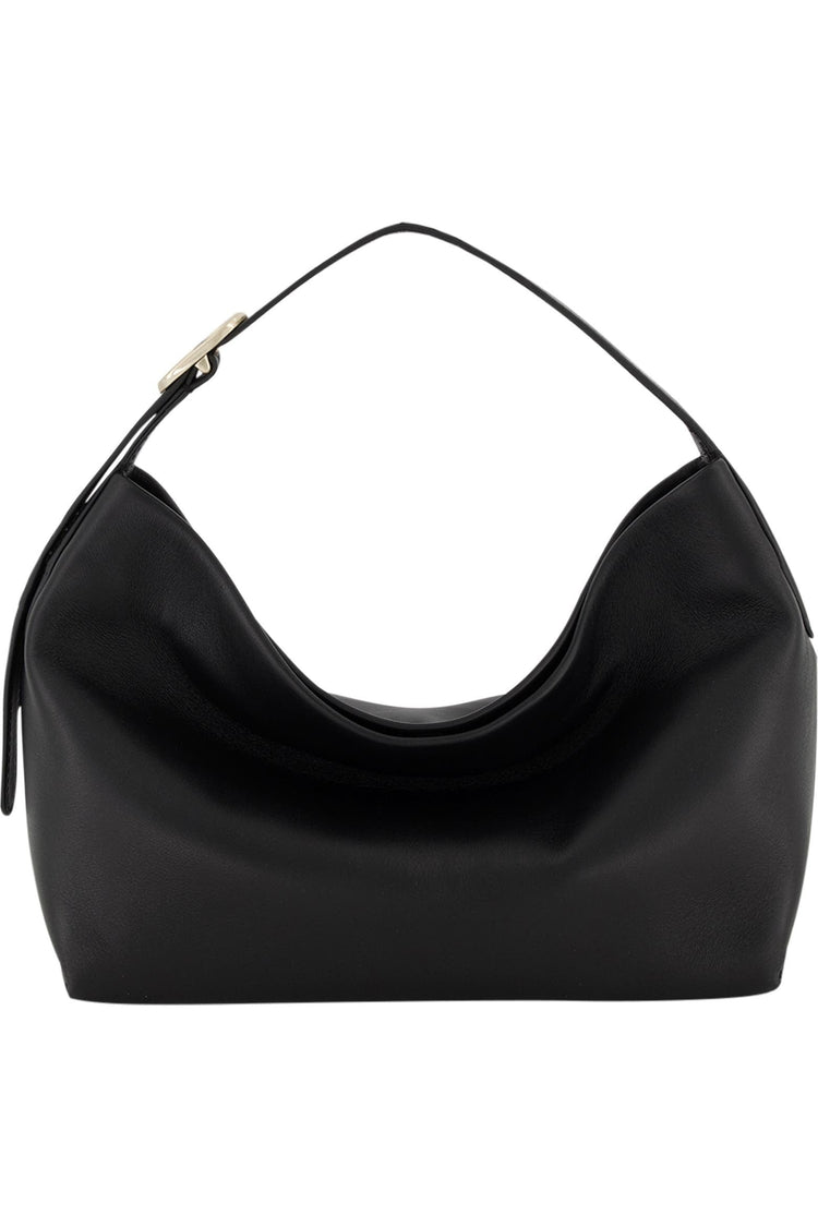 Black leather hobo bag