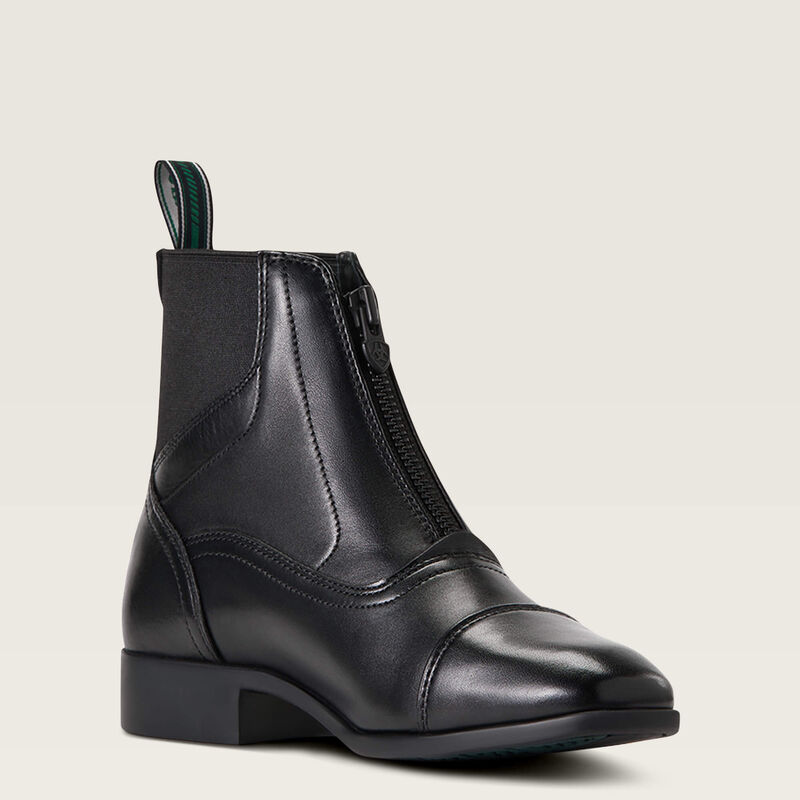 Full-grain leather paddock boot — equestrian style, Sand colorway, front view, left foot