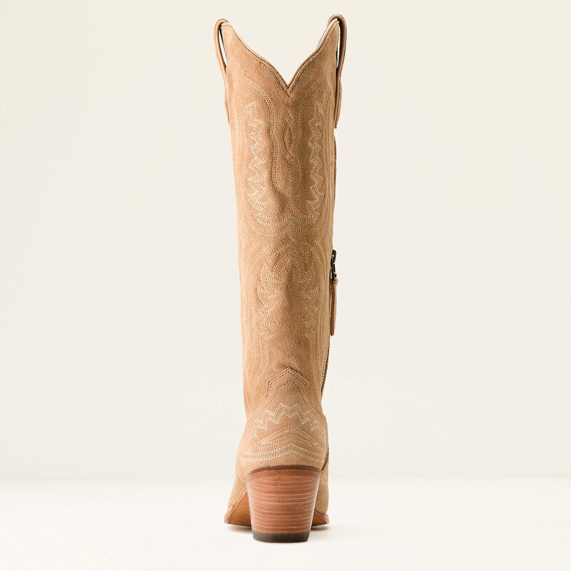 Knee high leather western boot — back view, elegant stitching detail, full shaft height