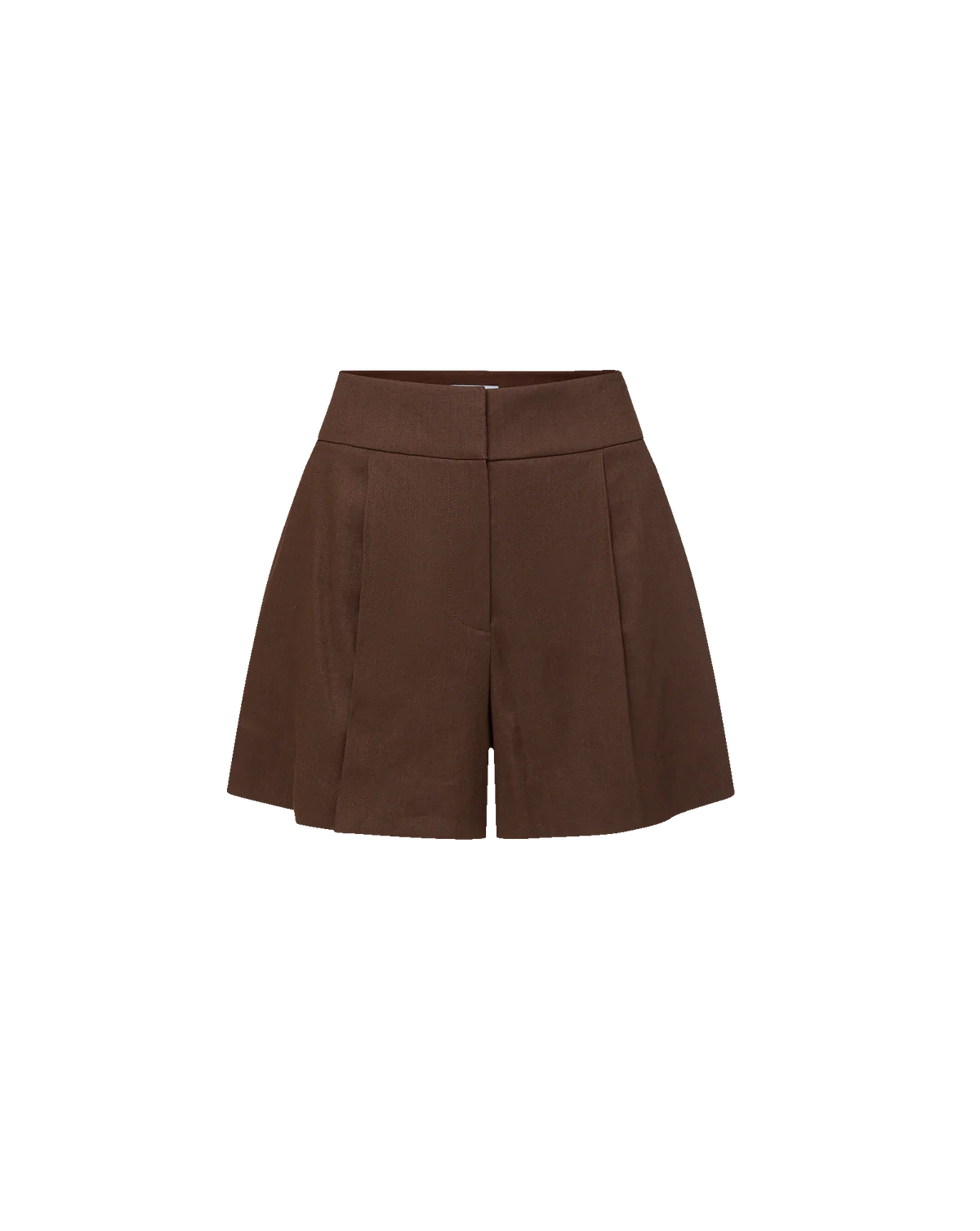 Dark Brown Pleated - Linen Blend Shorts