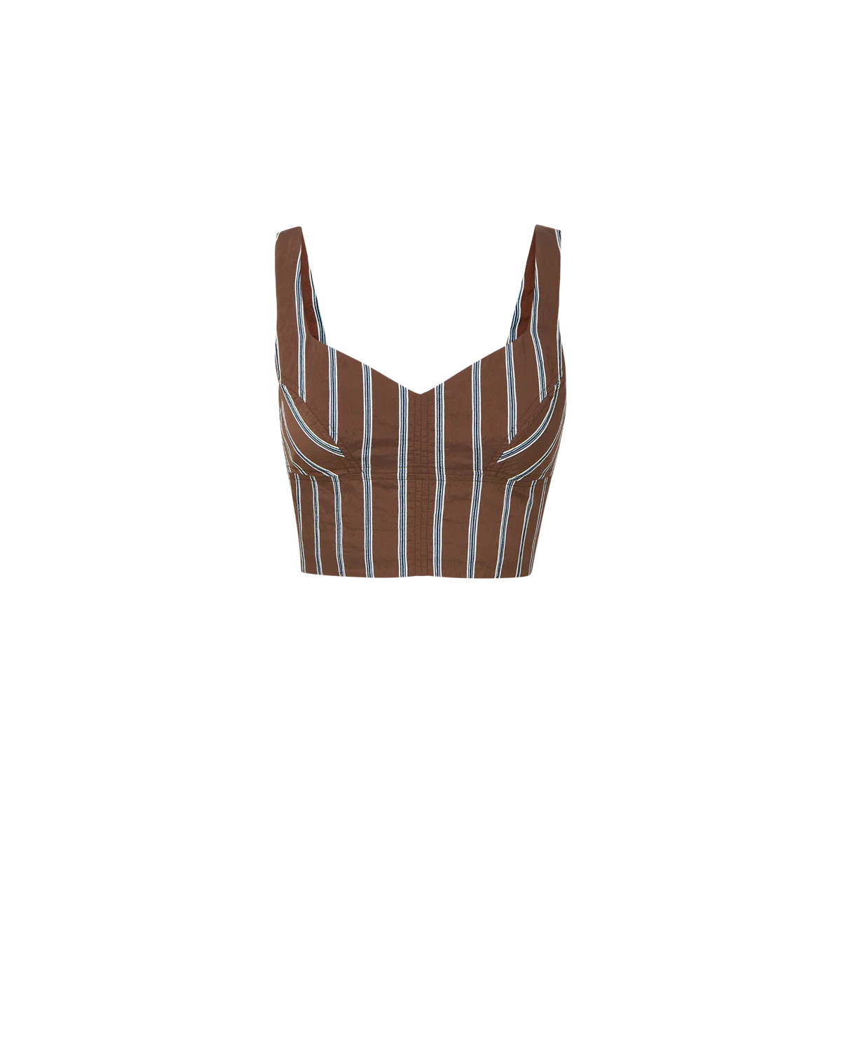 Mocha Striped Tank Top - Cropped Sweetheart Neckline
