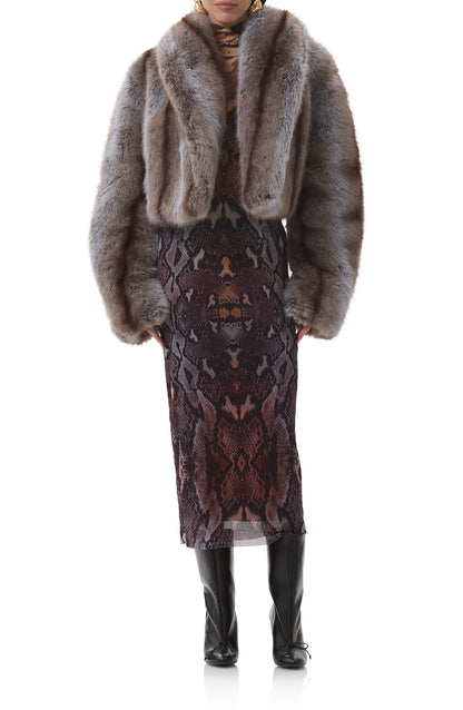 AFRM Stephanie Stripe Faux Fur Jacket
