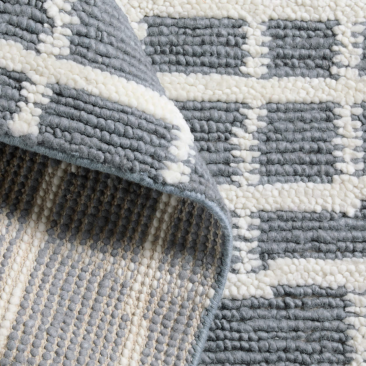 Handwoven Wool Area Rug 9x12 — Blue Grid