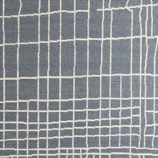 Agen Wool Handwoven Grid Blue Area Rug 9x12