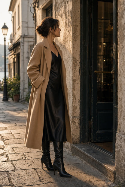 Black-bias-cut-satin-dress-front_lifestyle travel pic