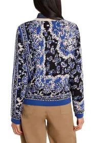 Blue bandana jacquard sweater rear view