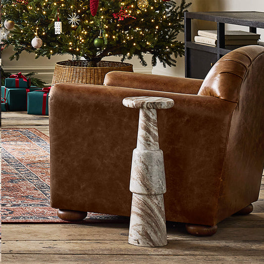 Bastion Brown Marble 8" Drink Table