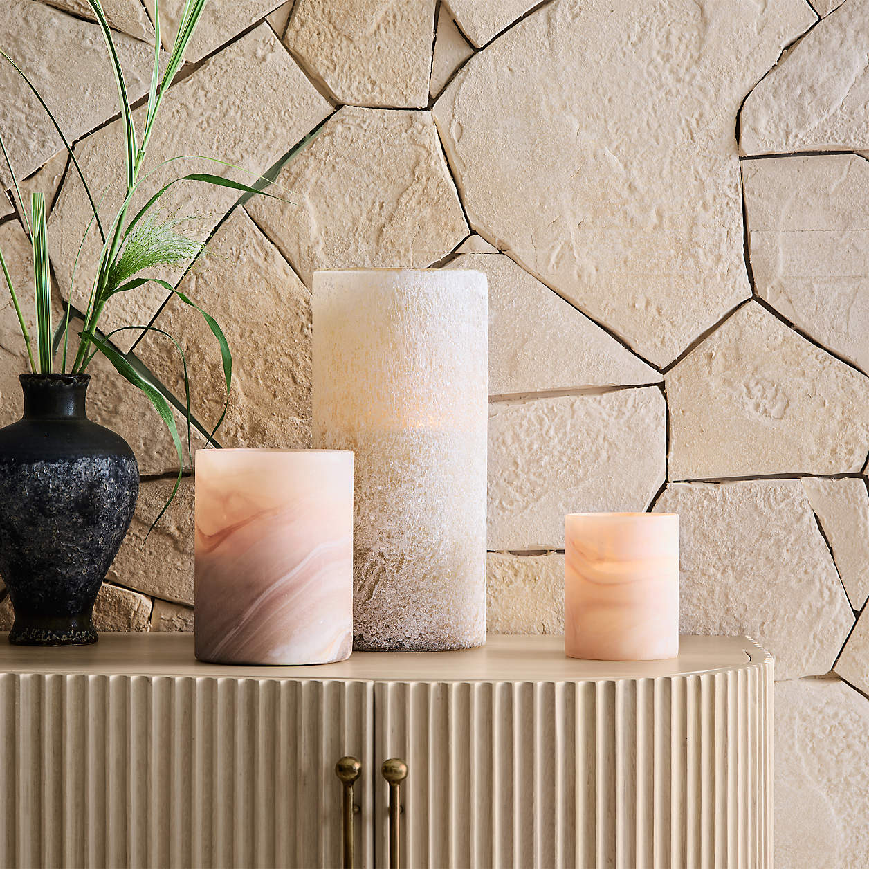 Medium Marbled Glass Hurricane Candle Holder 8"