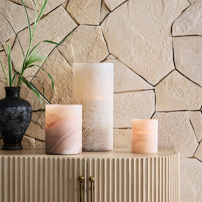 Medium Marbled Glass Hurricane Candle Holder 8"