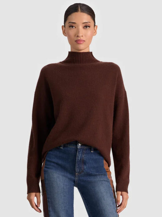 alice + olivia Melie Cashmere Pullover in Dark Chocolate