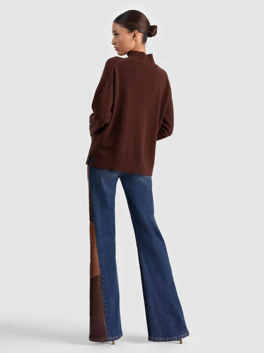 alice + olivia Melie Cashmere Pullover in Dark Chocolate