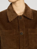 Cropped Hazelnut Corduroy Jacket – Close up front view