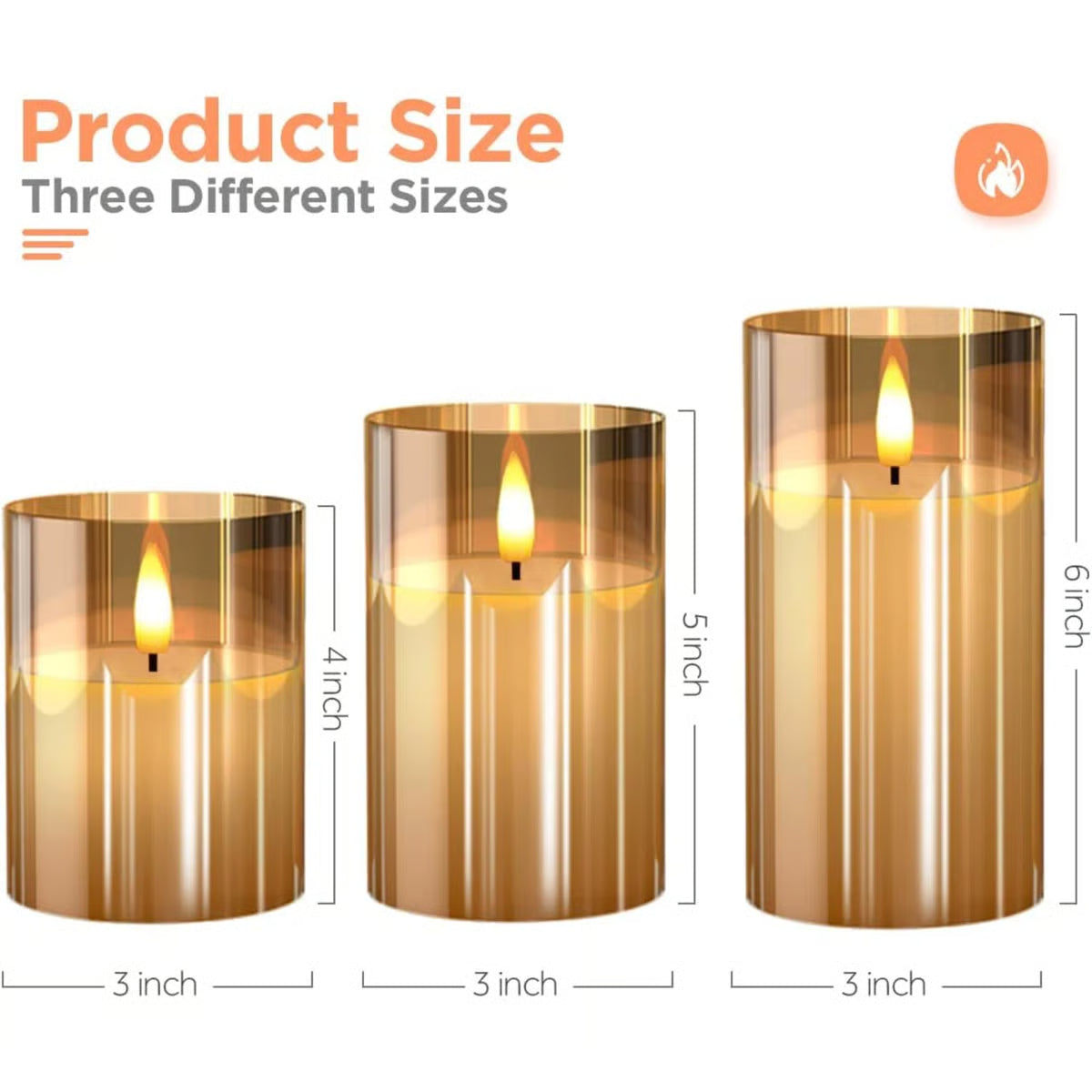 Glass Jar LED Remote Control Flameless Candles set of 3