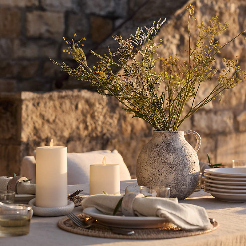 Crate & Barrel Antiguo White Terracotta Vase 8”