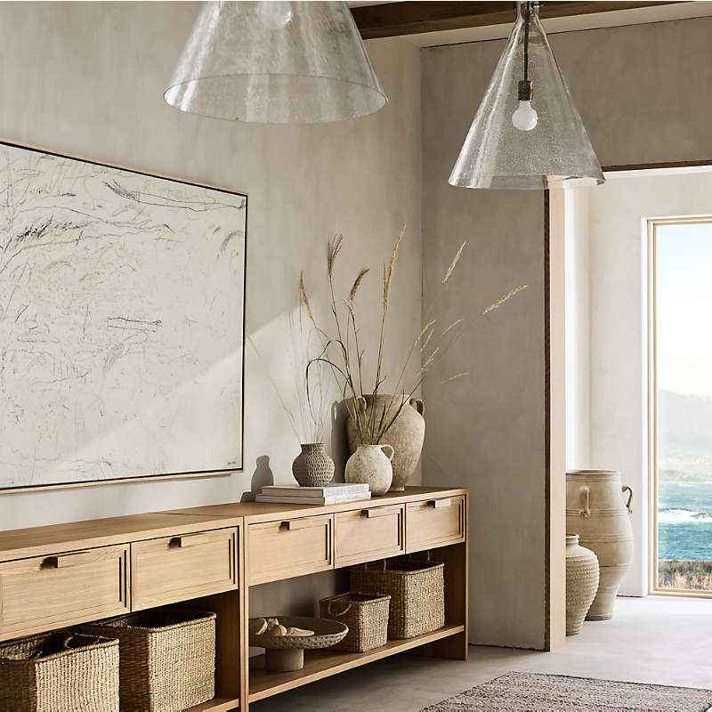 Crate&Barrel Calypso 72" Rectangular Natural Wood Storage Console Table