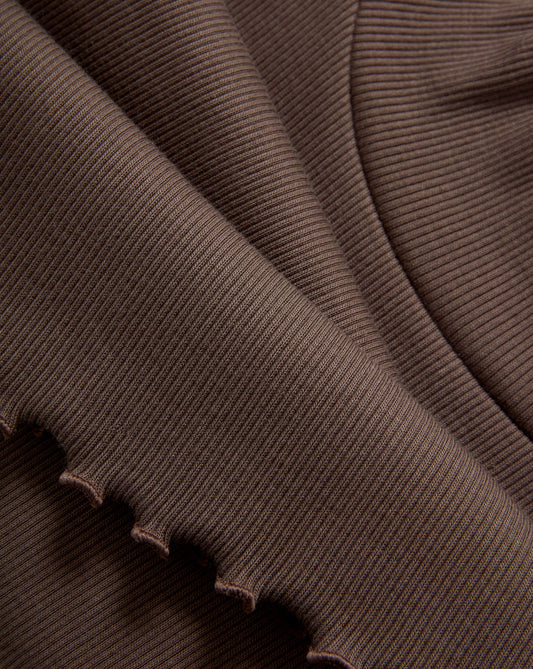 Harden Purl-Trim T-Shirt in Dark Brown Umber