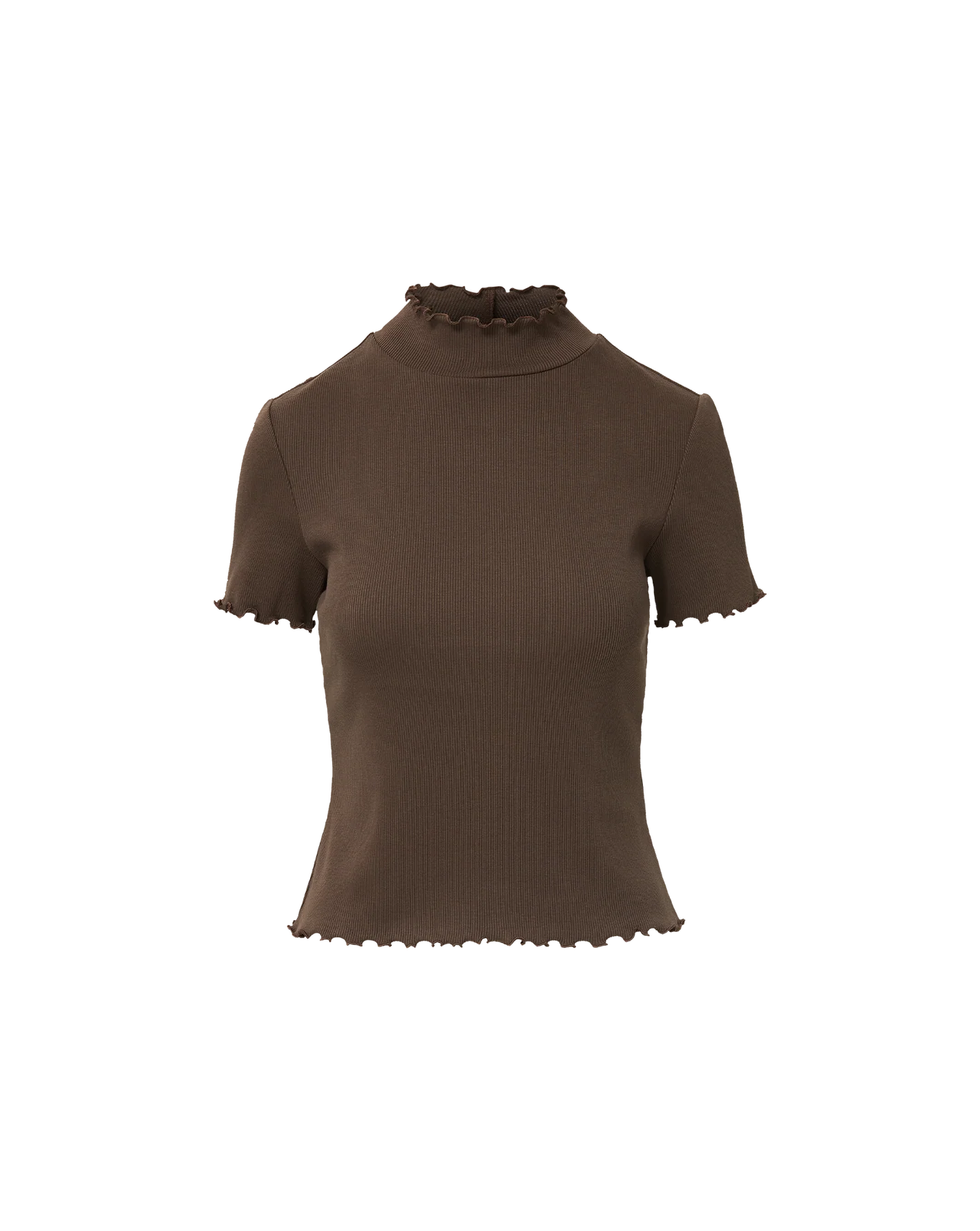 Harden Purl-Trim T-Shirt in Dark Brown Umber