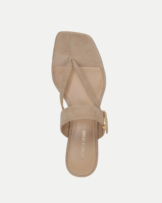 Kitten-Heel Sandal Soft Suede Sand