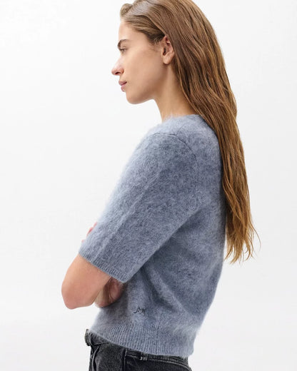 Rag & Bone - Jada Brushed Short-Sleeve Crewneck Sweater