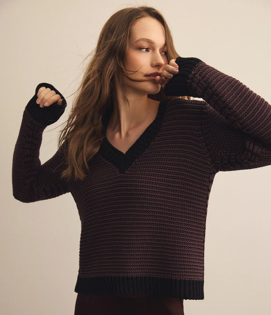 Michael Stars Linda Striped V-Neck Pullover