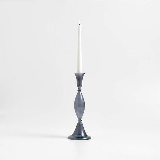 Milano Large Blue Glass Taper Candle Holder 12.5"
