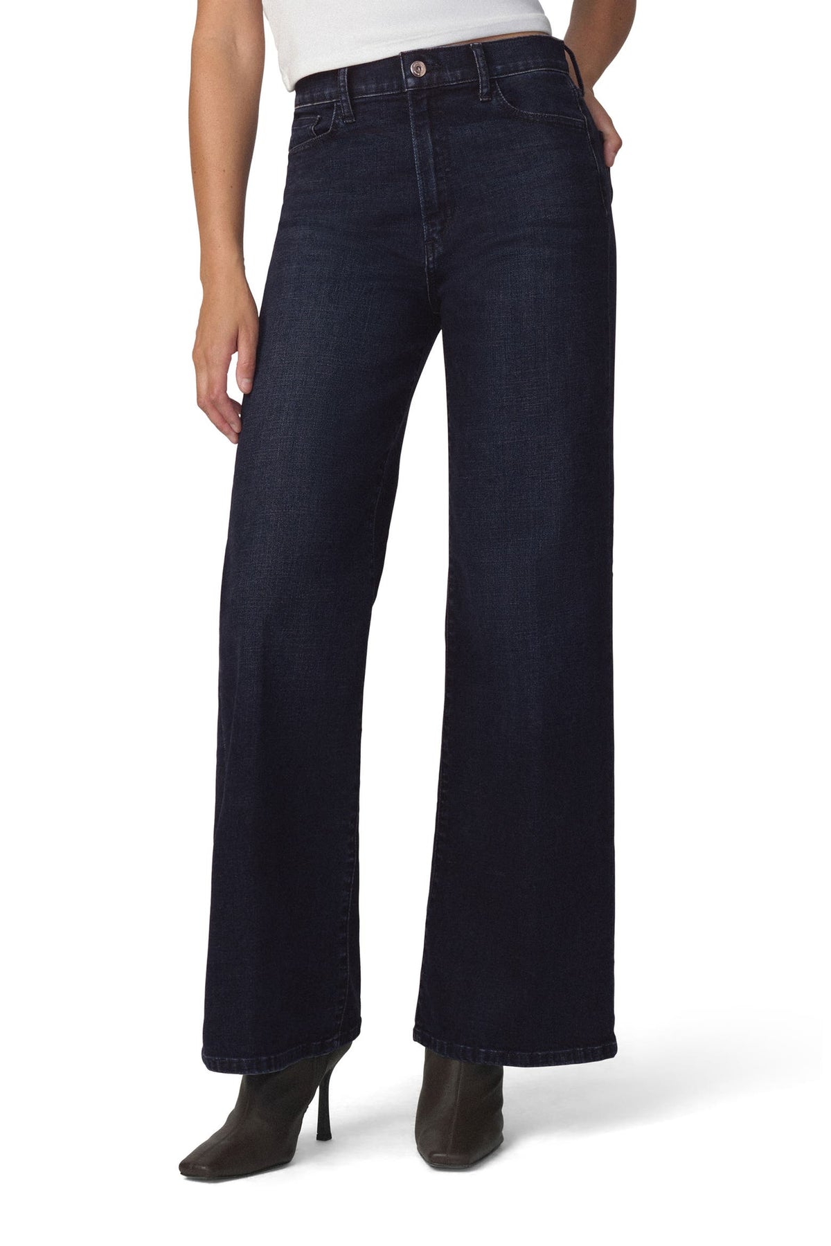Dark indigo high-waist wide-leg jeans