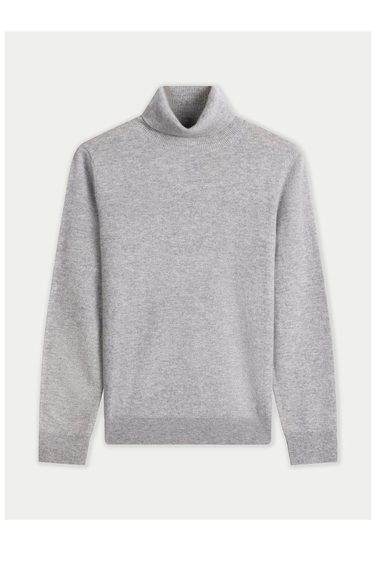 Light heather gray cashmere turtleneck sweater