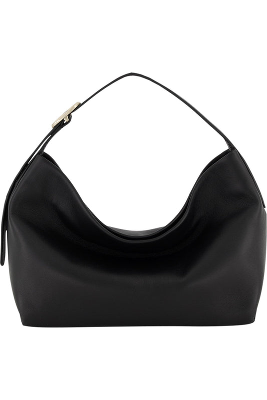 Black leather hobo bag