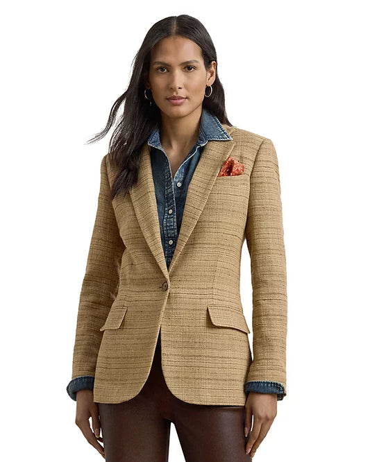Lauren Ralph Lauren Herringbone Linen Blend Tweed Blazer