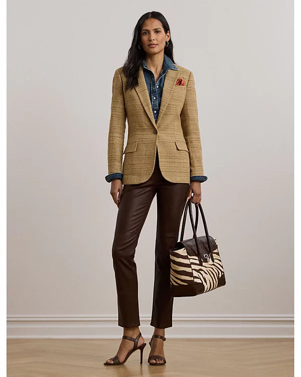 Lauren Ralph Lauren Herringbone Linen Blend Tweed Blazer