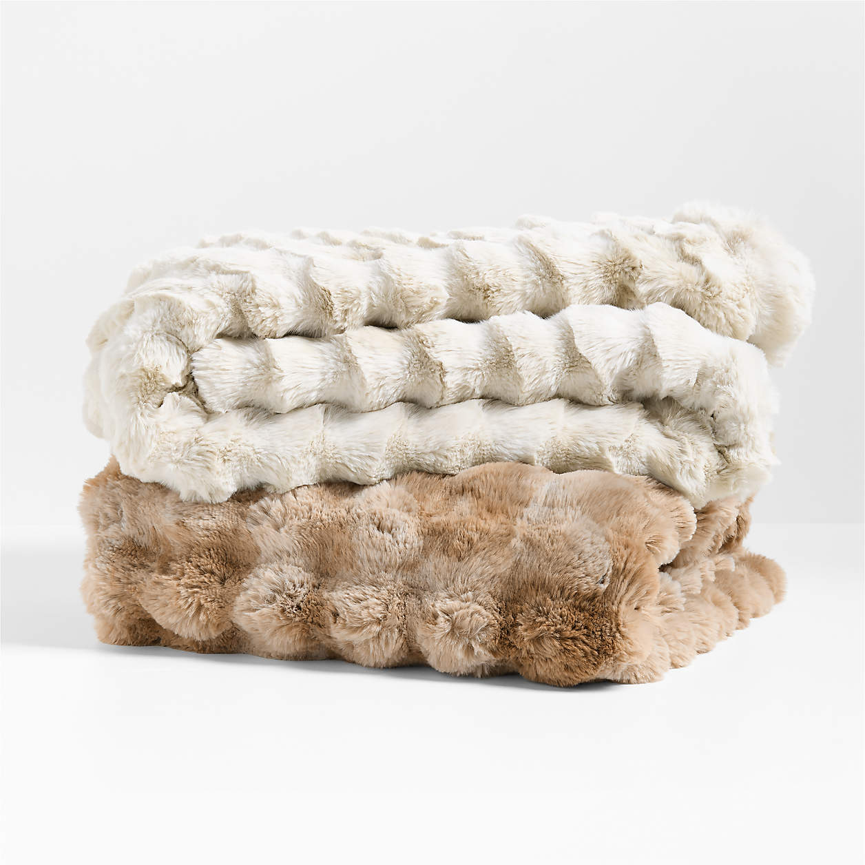 Textured Faux Fur Throw