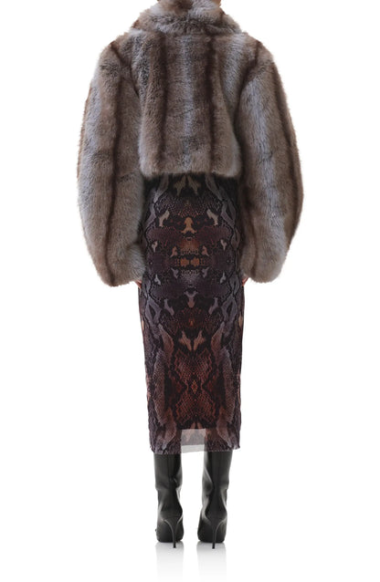 AFRM Stephanie Stripe Faux Fur Jacket