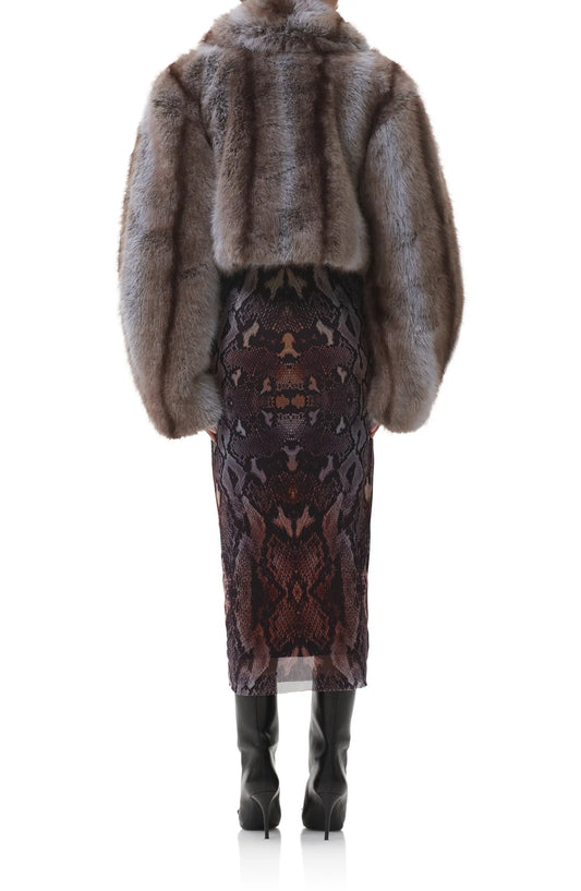 AFRM Stephanie Stripe Faux Fur Jacket