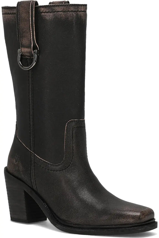 antique mid d-ring boot-three quarters angled view