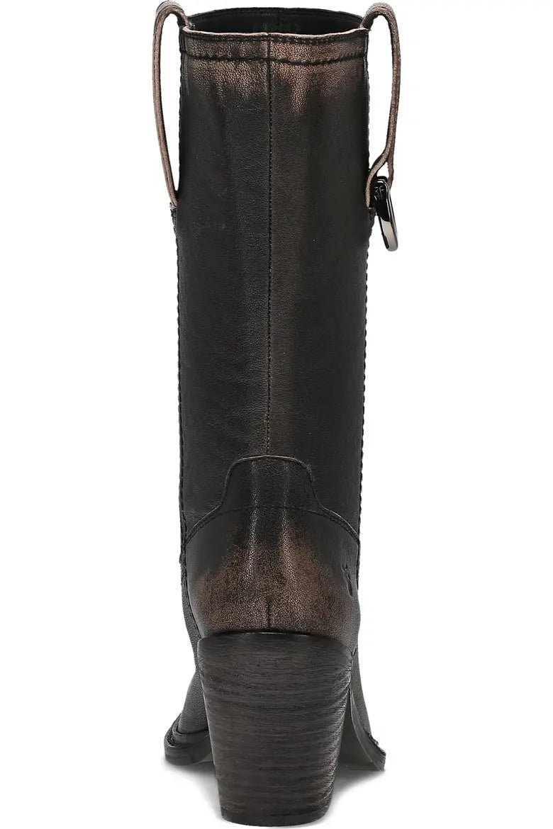 antique mid d-ring boot back heel view