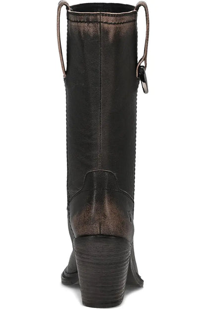 antique mid d-ring boot back heel view
