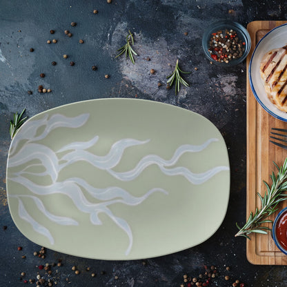 Sage Seaweed Oval Serving Platter 10x14 Inch - Canyon Sage Coastal Shine™ Collection | Ranch To Sea Boutique™
