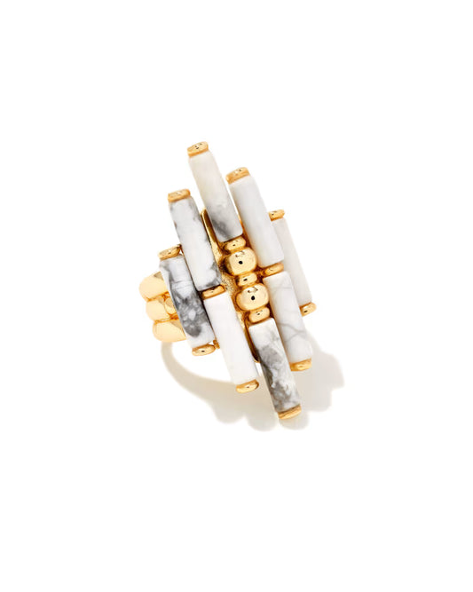 Kendra Scott: Ember Gold Cocktail Ring in White Variegated Magnesite