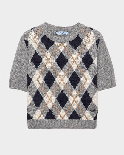 Cashmere Jacquard Short Sleeved Sweater