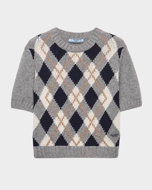 Prada Cashmere Jacquard Short Sleeved Sweater
